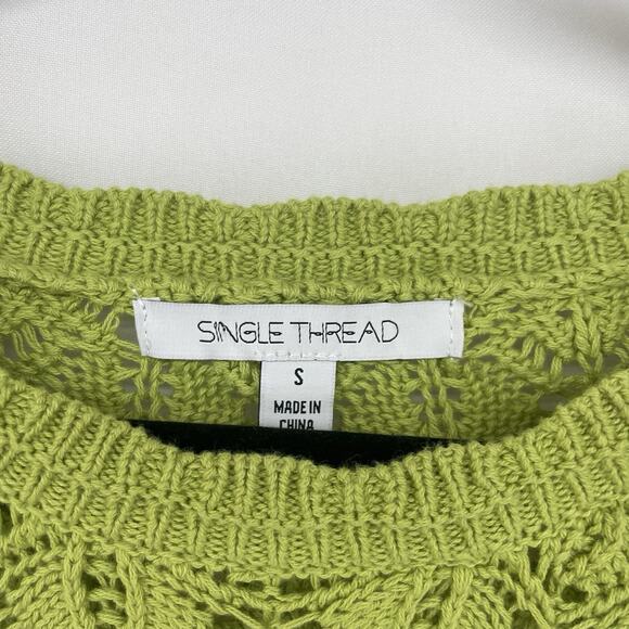Single Thread Size S Pullover Crewneck Sweater Peasant Ruffle Coquette Green - Picture 5 of 7